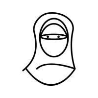 Mulheres com niqab linda linha preto ícone vetor
