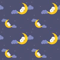 ovelha fofa está dormindo na lua tecido sem costura padrão fofo vetor