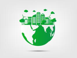 Grama verde e árvore com eco amigável e conceito da ecologia. Natureza Cidade Verde e Mundo Ambiental. vetor