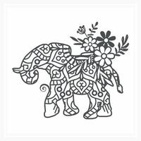 mandala de elefante com flor, ilustração vetorial. vetor