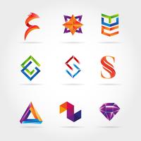 Conjunto de logotipo colorido abstrato sinal símbolo ícone vetor