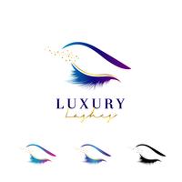 Luxo Elegante Eye Lashes Logo Set vetor