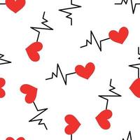 padrão perfeito com ícone de coração com símbolo de batimentos cardíacos vetor