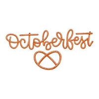 palavra octoberfest feita de pretzel. símbolo de fonte de lanche. citação de letras de comida. refeição tradicional alemã. ilustração vetorial plana. vetor
