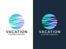 logotipo abstrato das ondas de água do mar do oceano. estilo de linhas listradas círculo azul isolado no fundo branco. utilizável para logotipos de negócios e branding. elemento de modelo de design de logotipo de vetor plano