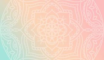 papel de parede gradiente rosa pêssego sonhador com padrão de mandala. fundo horizontal vetorial para pôster de meditação, banner para escola de ioga vetor