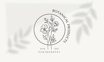 elemento floral botânico logotipo desenhado à mão com flores silvestres e folhas. logotipo para spa e salão de beleza, boutique, loja orgânica, casamento, designer floral, interior, fotografia, cosmético. vetor