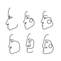 coleção de perfil de rosto de uma linha abstrata. conjunto de cabeças femininas estéticas. ilustração de design linear moderno, elemento para design de logotipo. ilustração vetorial linear. vetor