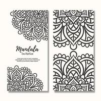 cartão de convite de casamento vintage com design de mandala floral vetor