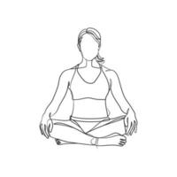 garota de ioga desenho de linha contínua design minimalista vetor
