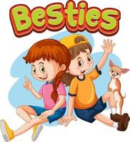 besties com duas meninas e cachorro chihuahua vetor