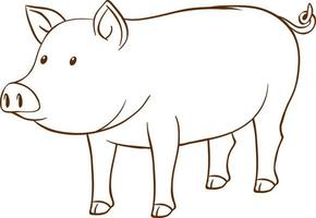 porco em estilo simples doodle no fundo branco vetor