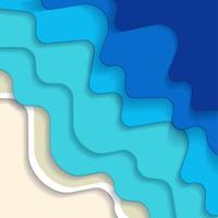 quadrado abstrato azul turquesa azul turquesa oceano maldivo e fundo de verão praia com ondas de papel e litoral de areia. onda de papel gradiente do mar tropical e costa arenosa. ilustração vetorial vetor