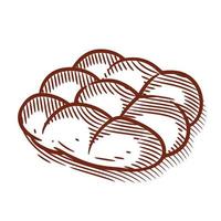 arte de linha de ilustração vetorial de pão e padaria desenhada à mão vetor