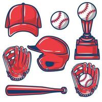 conjunto de ilustração de equipamento de beisebol
