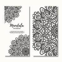 cartão de convite de casamento vintage com design de mandala floral vetor