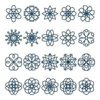conjunto de ícone de flor geométrica vetor