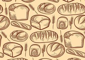 fundo de padaria vintage com ilustração vetorial de pão esboçado vetor