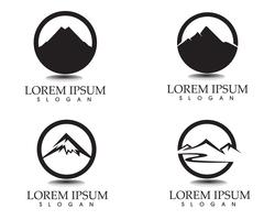 Logotipo de paisagem natureza montanha e modelo de ícones de símbolos vetor