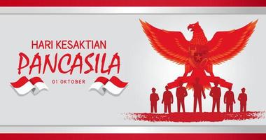 hari kesaktian pancasila, feriado indonésio pancasila day illustration.translation 01 de outubro, feliz dia de pancasila. adequado para cartão e banner