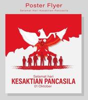 hari kesaktian pancasila, feriado indonésio pancasila day illustration.translation 01 de outubro, feliz dia de pancasila. adequado para cartão e banner vetor