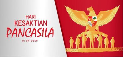 hari kesaktian pancasila, feriado indonésio pancasila day illustration.translation 01 de outubro, feliz dia de pancasila. adequado para cartão e banner vetor