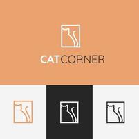 Catcorner logotipo e ilustração vetorial de conceito de ícone, creche de gato, salão de gato ou idéias de logotipo de loja de gatos design plano vetor
