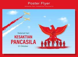 hari kesaktian pancasila, feriado indonésio pancasila day illustration.translation 01 de outubro, feliz dia de pancasila. adequado para cartão e banner