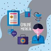médico online com médico vetor