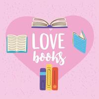 cartão de livros de amor vetor