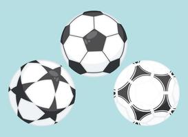 três balões de futebol de futebol vetor