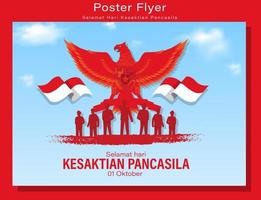 hari kesaktian pancasila, feriado indonésio pancasila day illustration.translation 01 de outubro, feliz dia de pancasila. adequado para cartão e banner