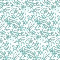 sem costura padrão ornamentado com flores, ramos tropicais, folhas de palmeira. ilustração de doodle linear de moda na moda para design de tecido. vetor