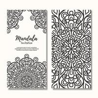 cartão de convite de casamento vintage com design de mandala floral vetor