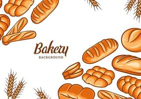 fundo de padaria com ilustração vetorial de pão colorido