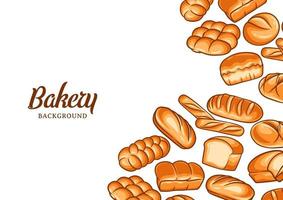 fundo de padaria com ilustração vetorial de pão colorido