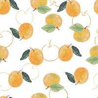 padrão perfeito de frutas laranja em aquarela vetor