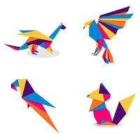coleção de origami de animais. vetor de origami animal. design de logotipo de animais abstratos. origamis de animais. ilustração vetorial