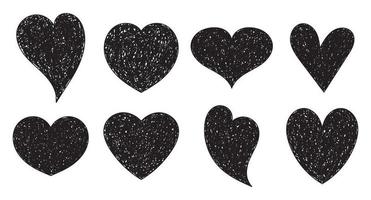 conjunto de símbolos em forma de coração doodle. coleção de diferentes corações românticos desenhados à mão para adesivo, etiqueta, logotipo de amor. ilustração vetorial vetor