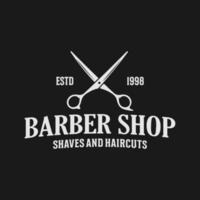 barbearia logotipo vintage estilo clássico, salão de beleza corte de cabelo pomada ícone emblema simples minimalista moderno, barbeiro pólo navalha barbear tesoura lâmina de barbear retrô símbolo vetor. design elegante de luxo vetor