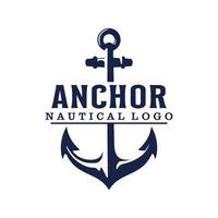 logotipo de emblemas retrô marinhos com âncora, logotipo de âncora - ilustração vetorial