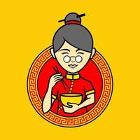 ilustração vetorial de restaurante de logotipo de comida chinesa vetor