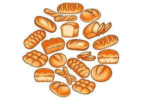 fundo de padaria com ilustração vetorial de pão colorido vetor