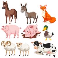 Conjunto de animais de fazenda vetor