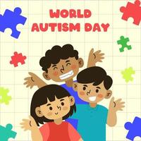 celebração do dia mundial do autismo com childern vetor