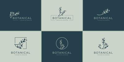 conjunto de coleção de design de logotipo botânico, beleza, luxo, coleção, saúde, vetor premium de natureza