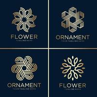 coleção de logotipo de flor e ornamento dourado, arte de linha, ouro, beleza, decoração, ícone premium vector