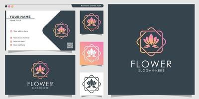 logotipo da flor com forma de cor exclusiva e modelo de design de cartão de visita premium vetor