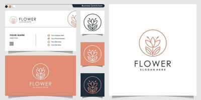 logotipo de flor com conceito de arte de linha e modelo de design de cartão de visita, modelo de logotipo, vetor premium de logotipo