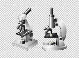 Dois microscópios em fundo transparente vetor